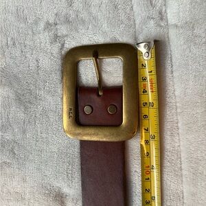 Ralph Lauren Brown Leather Belt with Gold Buckle